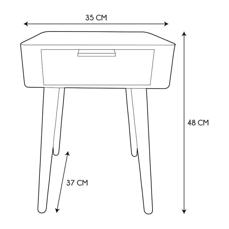 Table de chevet Taupe/Noir/Bois - 35x40x48cm-5