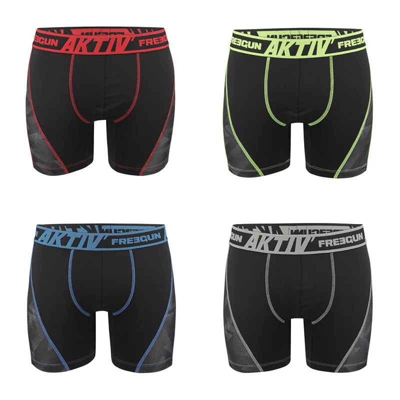 4 Boxers Homme Aktiv surpiqûres colorées - Noir-1
