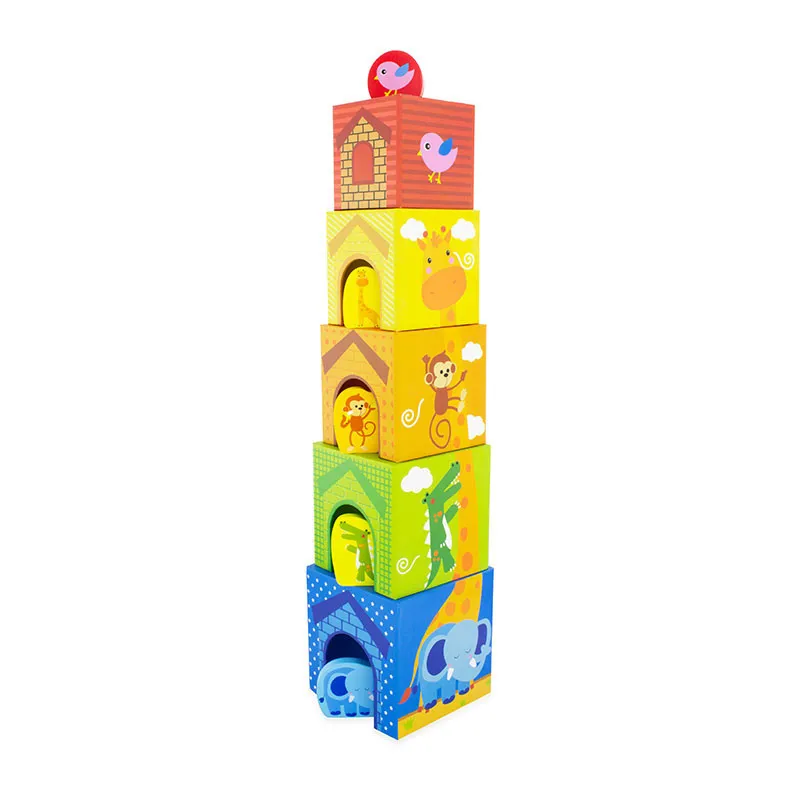 Cubes gigogne Animaux de la jungle + fig. 10pcs - 12m+-4