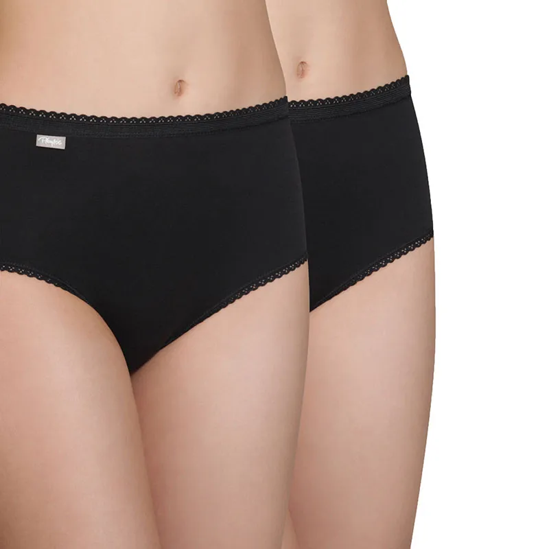 2 Culottes Midi Coton stretch - Noir - PLAYTEX-0