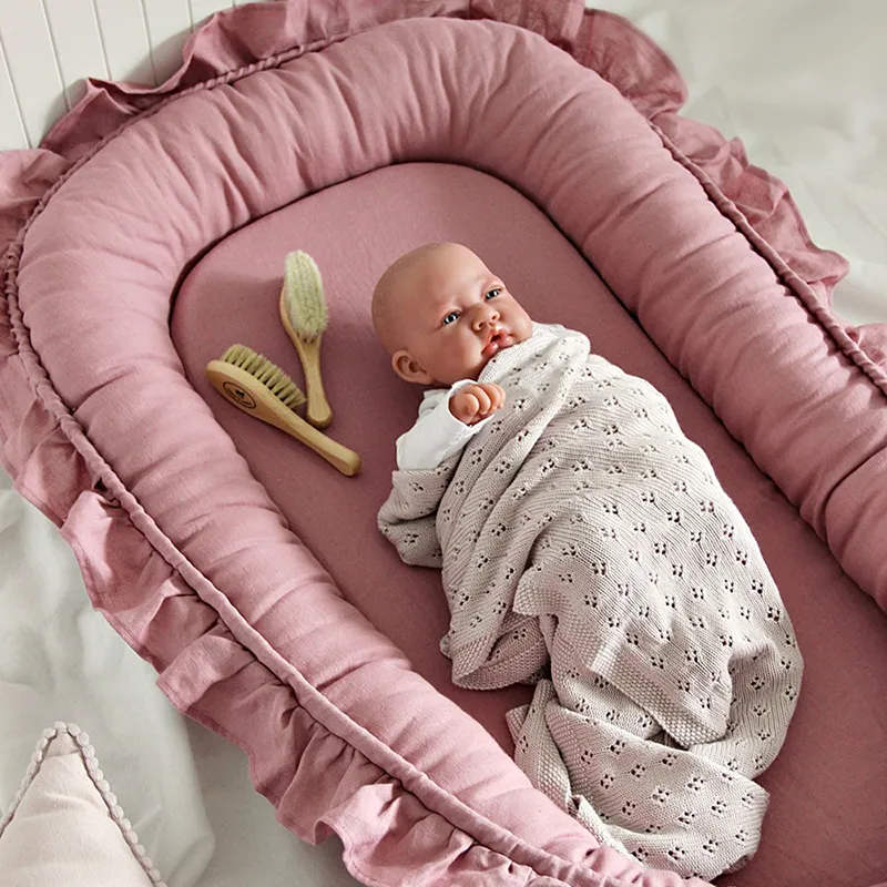Réducteur de lit Lin avec volant Blush - 83x54cm-2