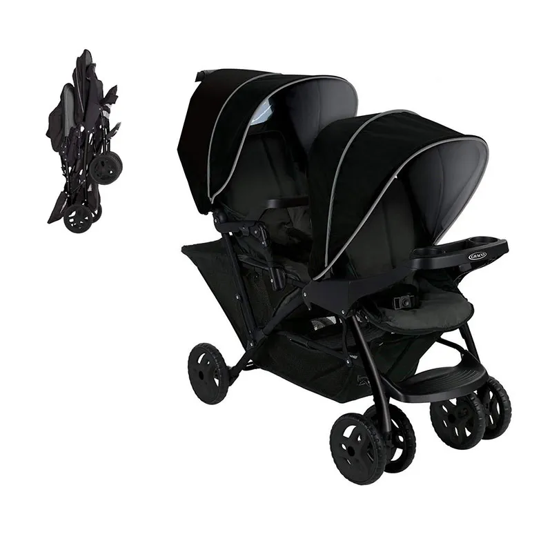 Poussette Double Stadium Noir/Gris - 6m+-0