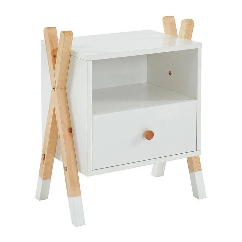 Table de chevet Tipi Bois/Blanc - 46x30x55cm-1