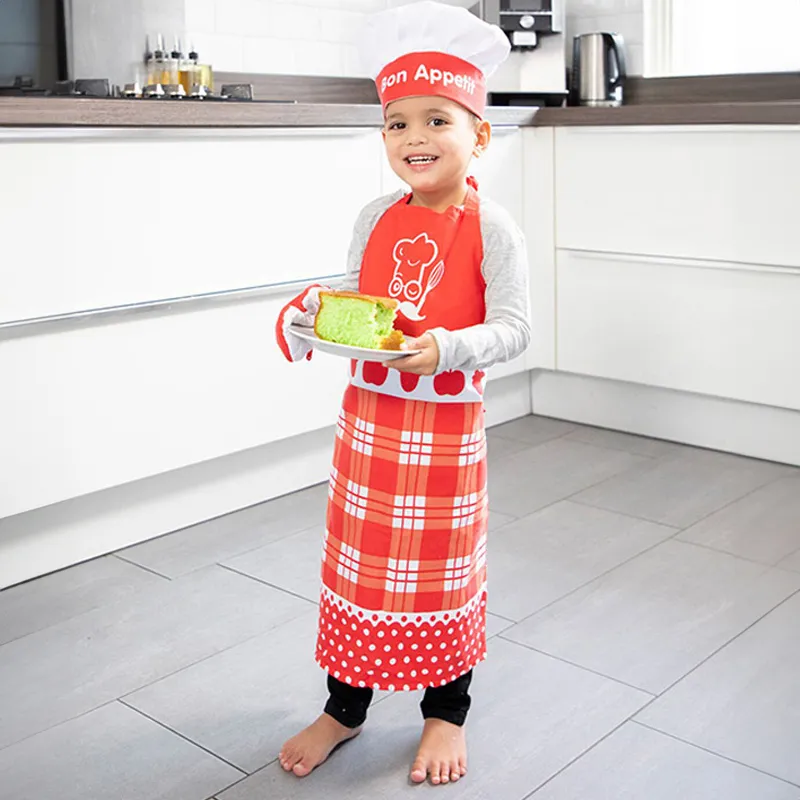 Tablier toque + Gant de cuisine Rouge - 36m+-0