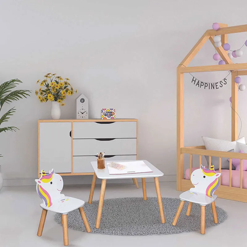 Table + 2 chaises Licorne Lily - 55x55x43cm-1