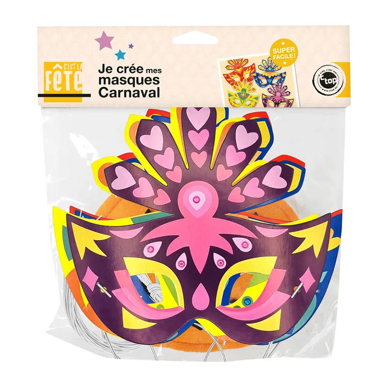 Kit créatif masques à décorer 4pcs - Carnaval-1