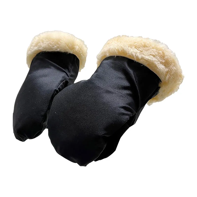 Moufles pour poussette Agneau - Noir-1