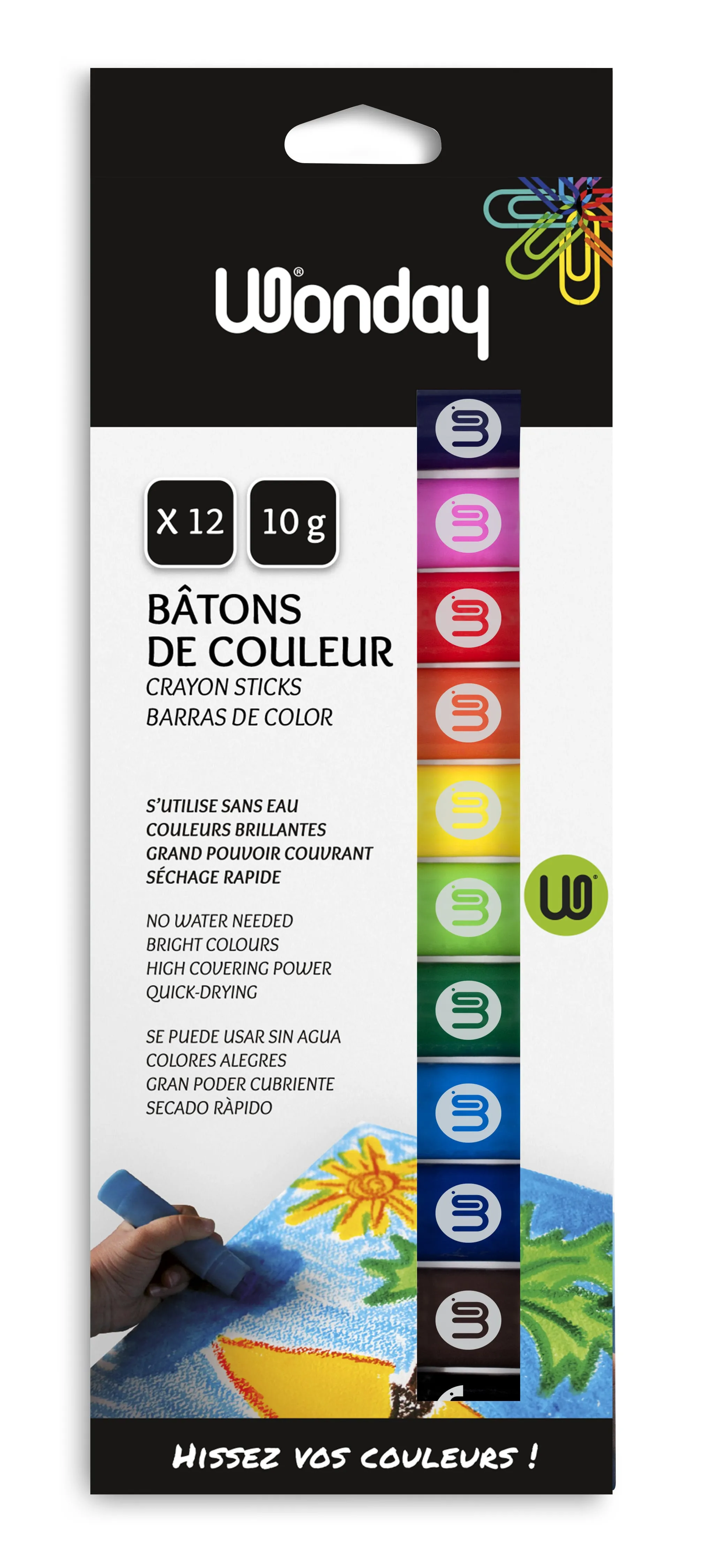 12 bâtons de couleur Wonday - Multicolore - JPC-0