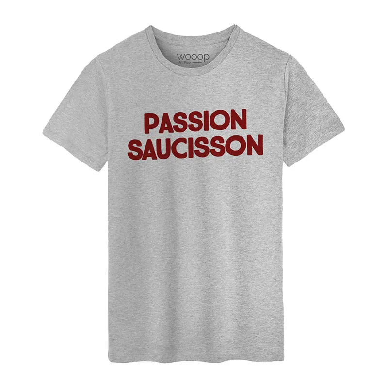 T-shirt Homme Passion saucisson BIO - Gris chiné-0