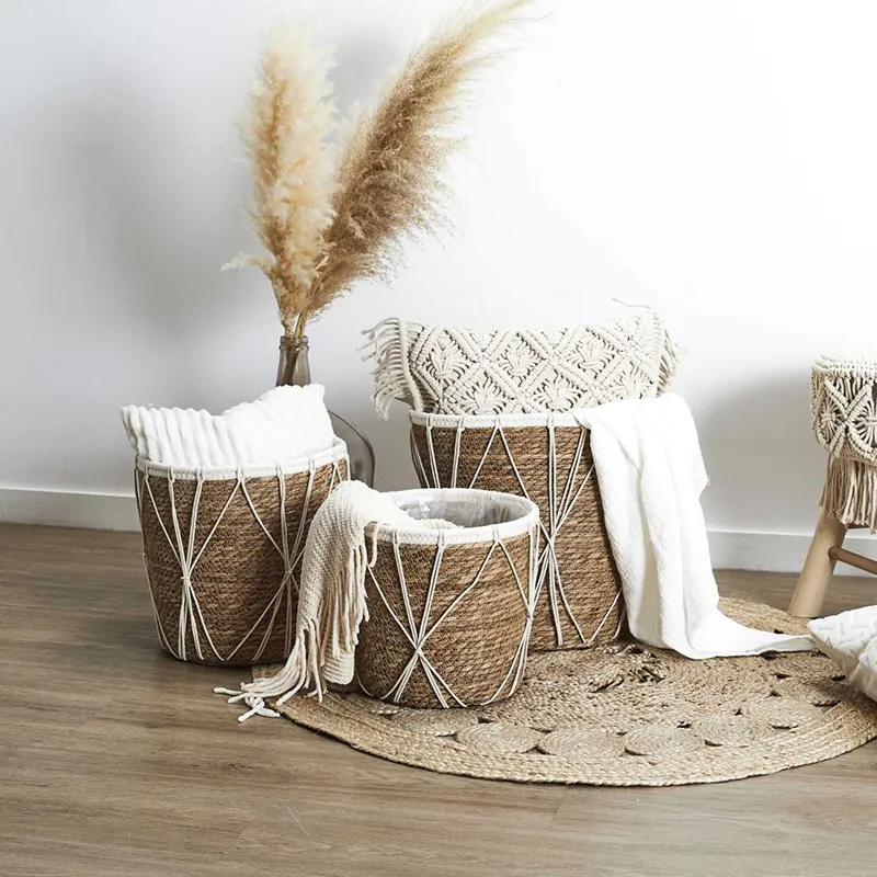 3 Paniers cache pot Tressé Gigogne Beige - 35cm-3