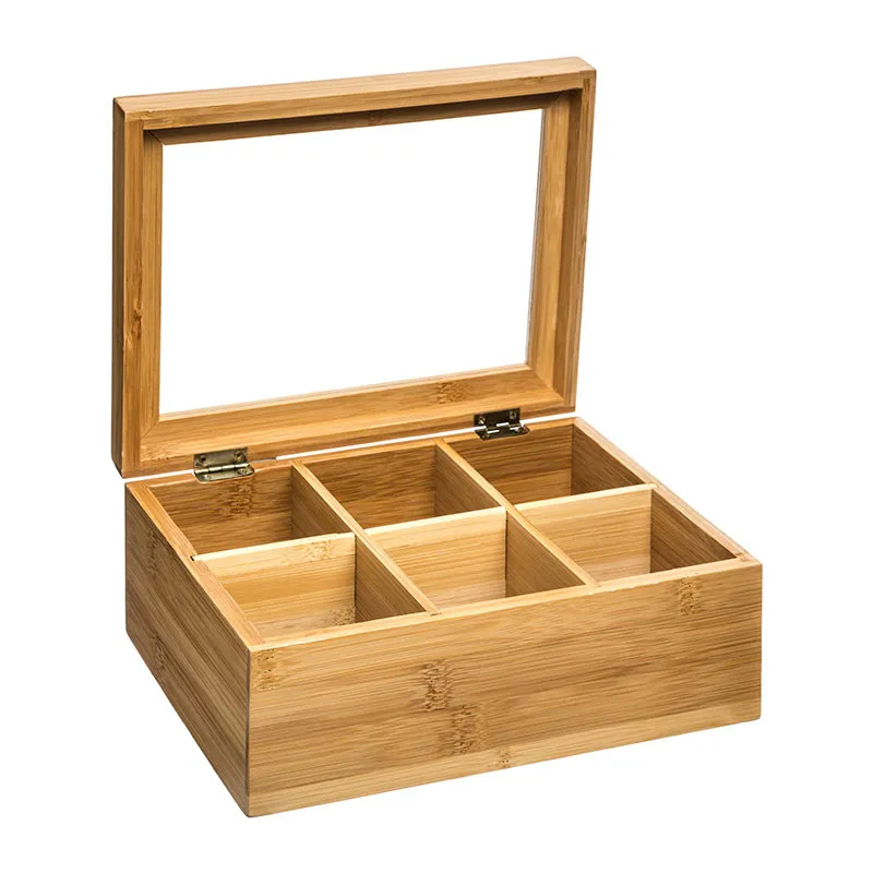 Boîte thé 6 compartiments Bambou - 22x16x8,7cm-0