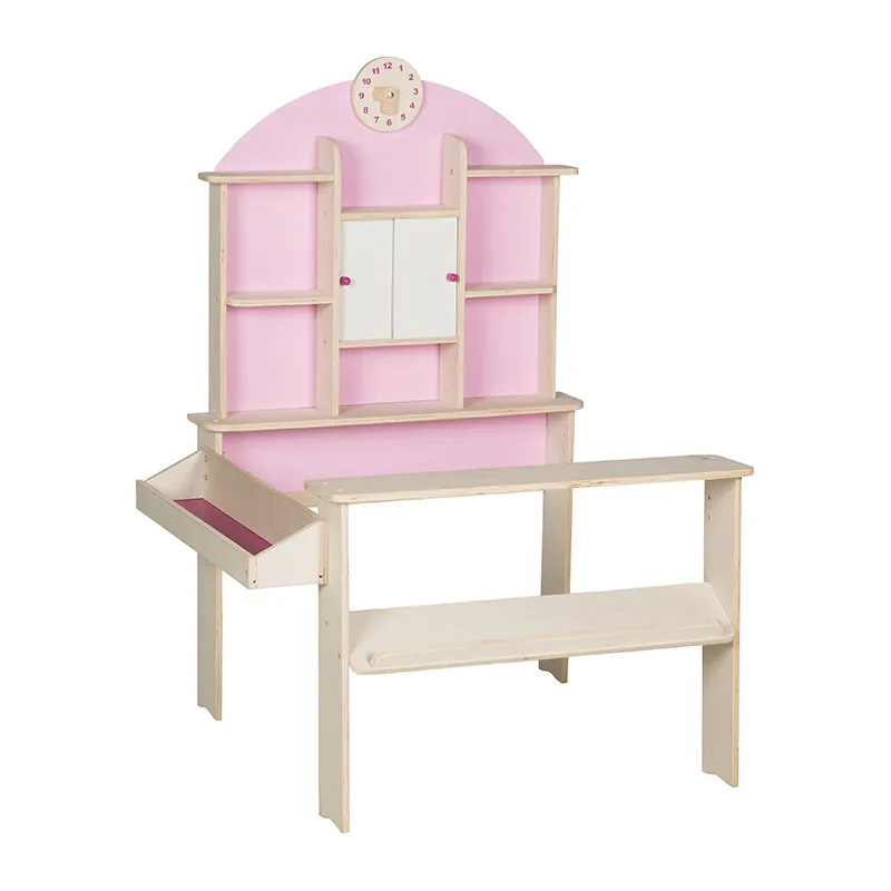 Marchande Enfant Bois avec Horloge Rose - 36m+-0