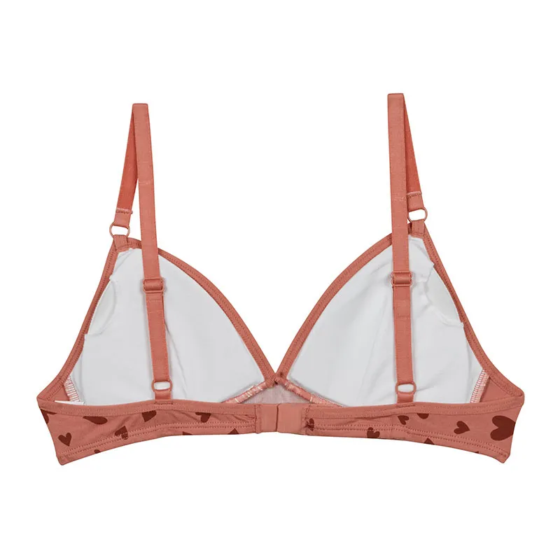 Soutien-gorge triangle Coton Les Pockets Coeurs Fille - Vieux Rose-1