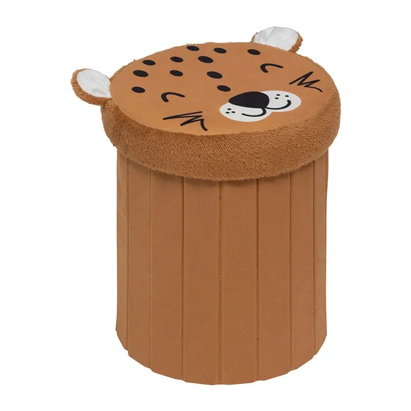 Pouf pliant Léopard - ø30x36cm-0