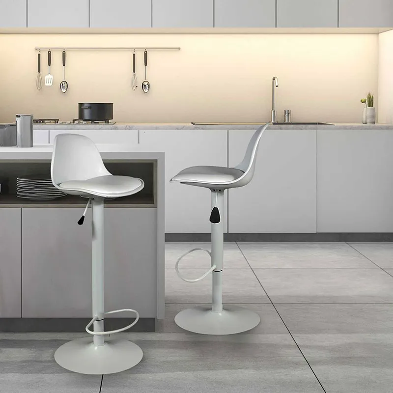 2 Tabourets de bar Isak Blanc - 38x104x41,5cm-2