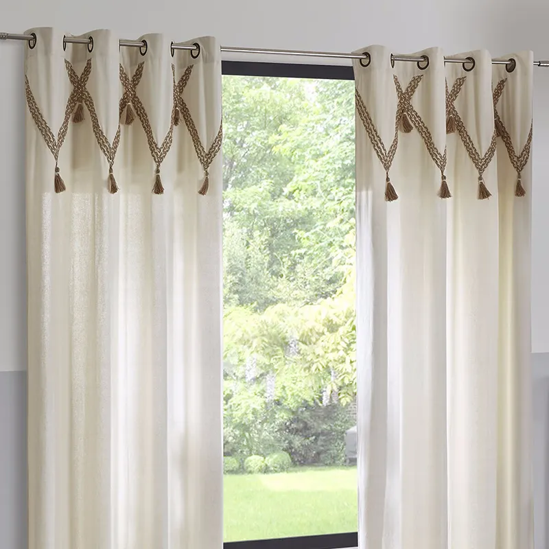 Rideau coton & jute Naturel - 140x260cm-0