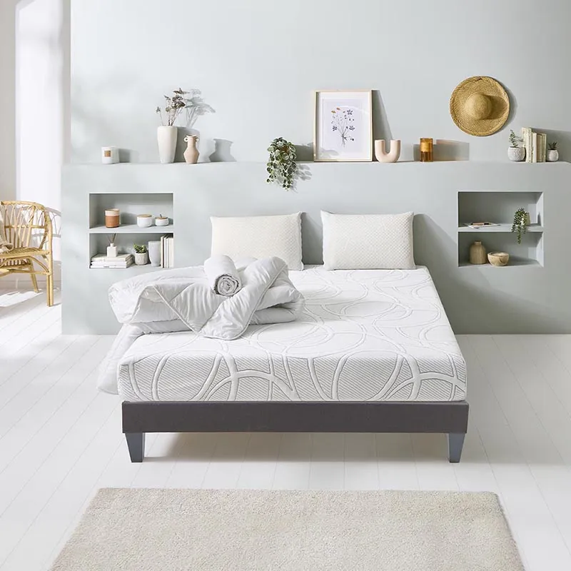 Matelas Mémoire de forme + Sommier Bois + Accessoires Eupraxie-1