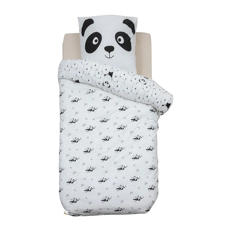 Parure 2pcs Coton Panda Noir/Blanc - 140x200cm-0