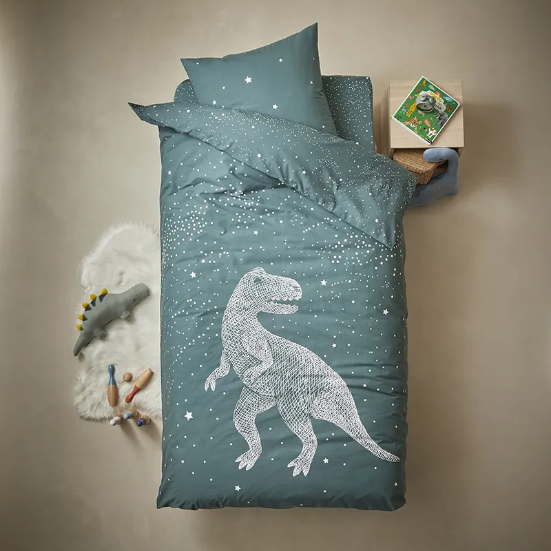 Housse de couette + Taie dino - Vert-0