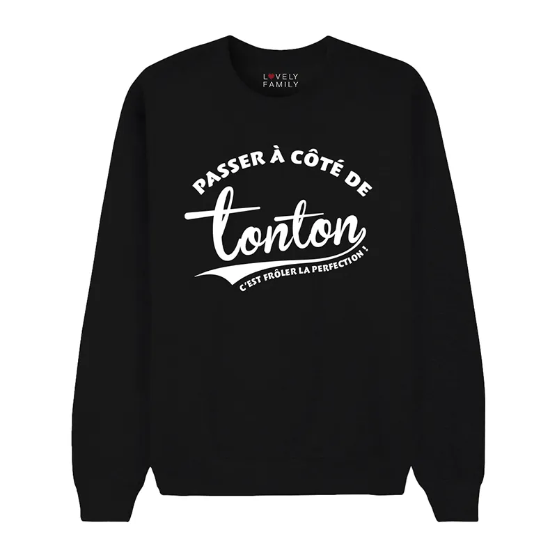 Sweat Homme Passer a cote de tonton - Noir-0