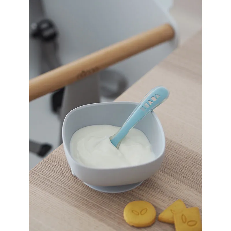 Cuillère d'apprentissage Silicone 2e âge - Bleu-1