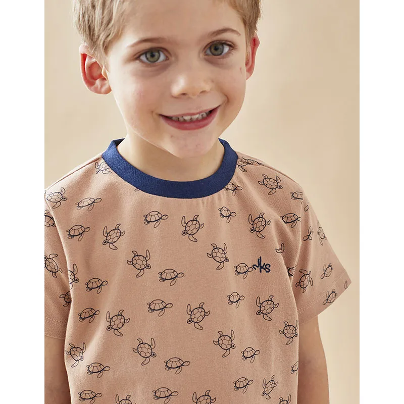 Pyjama short + T-shirt MC Tortue - Beige/Marine-1