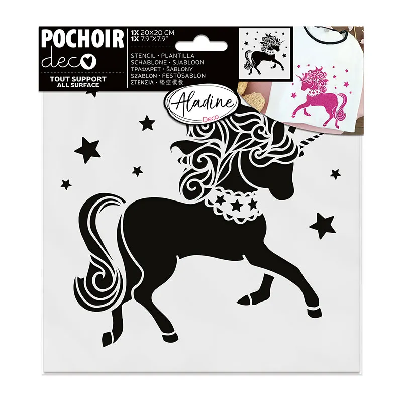 Pochoir déco. 20x20cm Licorne - 14+-0