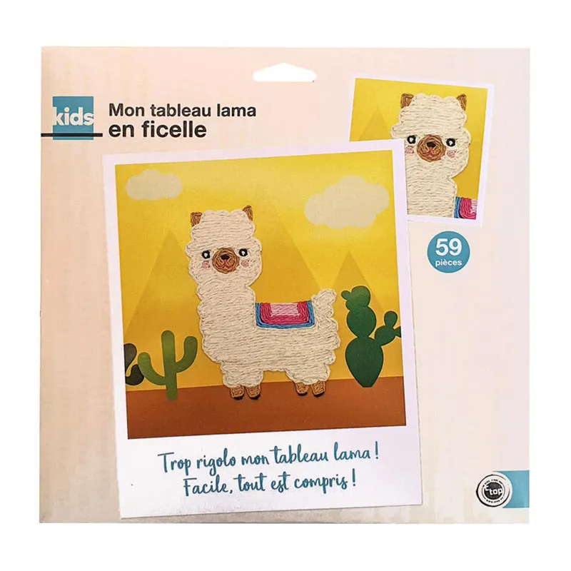 Kit créatif tableau Lama ficelle de papier 9pcs - 22x22cm-3