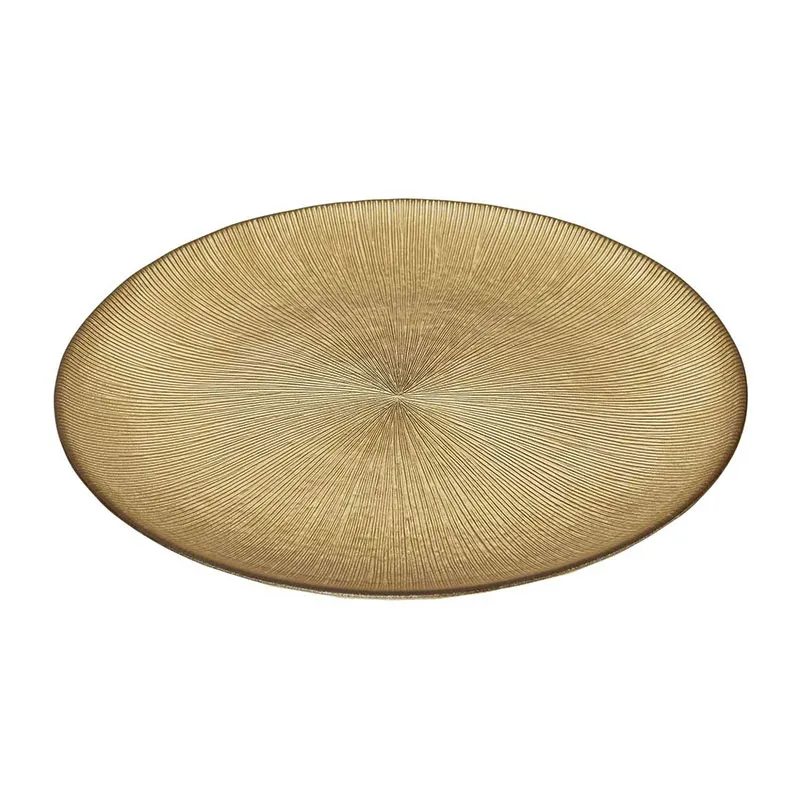 6 Assiettes plates Royal Dorées en verre - ø27 cm-3