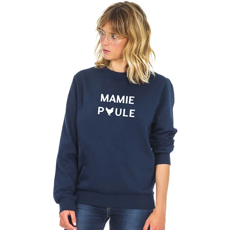 Sweat Femme Mamie poule 2 waf - Navy-1
