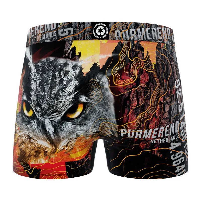 4 Boxers polyester recyclé Homme Animal Sauvage - Rouge/Noir/Bleu-7