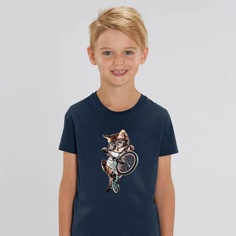 T-shirt Enfant Bmx cat BIO - Navy-0