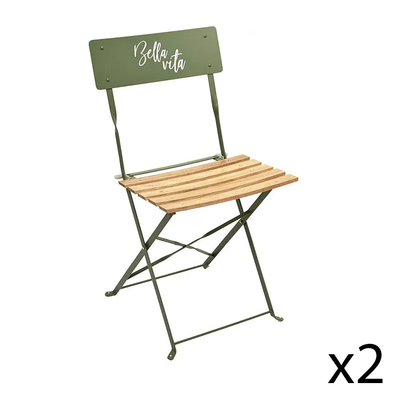 2 Chaises pliantes Bella Vita Kaki - 42x48x81cm-0