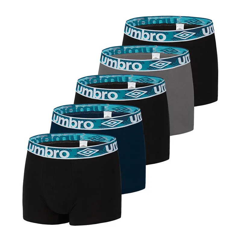 5 Boxers Homme Umbro - Noir/Gris/Bleu-0