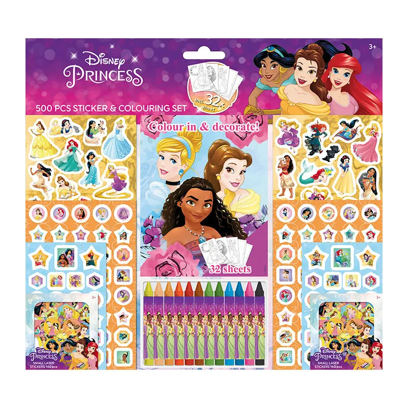 Kit Coloriage + Stickers Princesses Disney 500pcs - 36m+-0