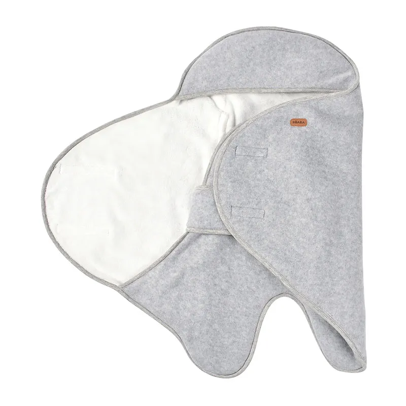 Couverture polaire Babynomade Gris Chiné/Blanc - 0-6m-2
