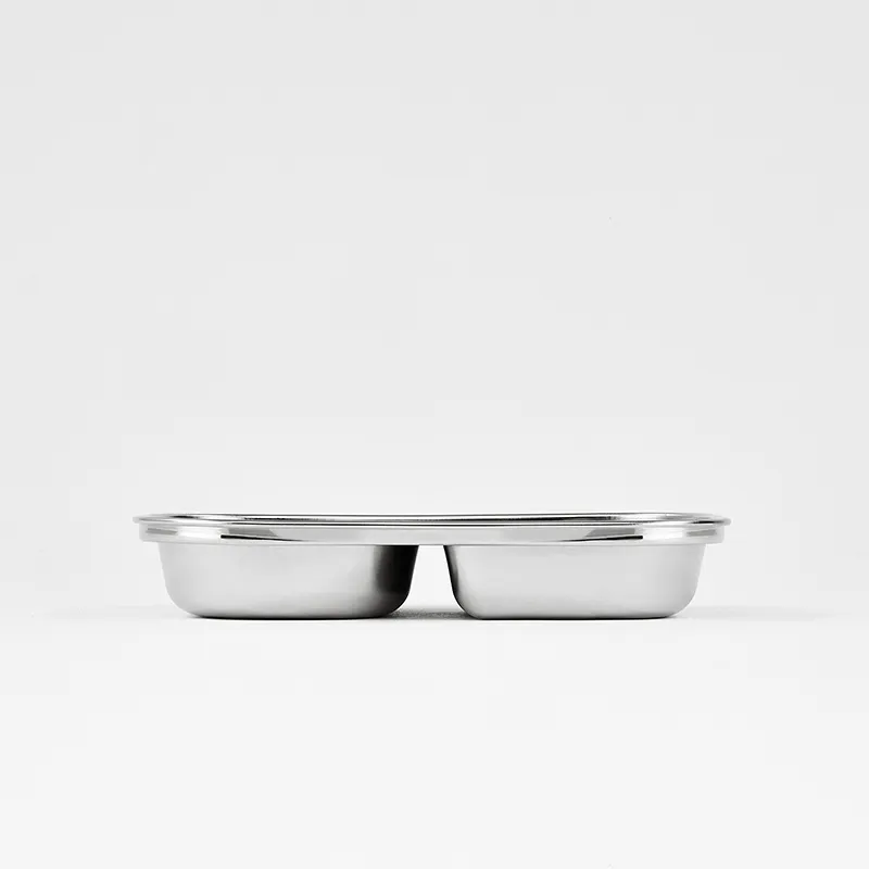 Assiette 2 compart. 850ml acier inox Baleine - 12m+-5