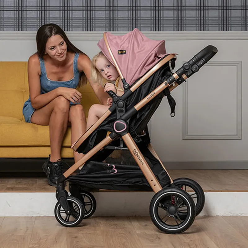 Poussette combinée 3en1 Nicea Rose - 0m+-4