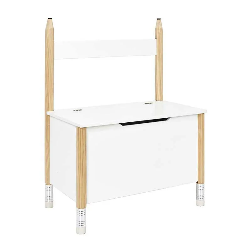 Banc coffre Crayon Bois/Blanc - 60x80x34cm-0