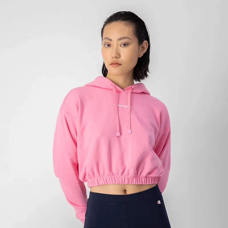 Sweat à capuche crop Logo - Rose-0