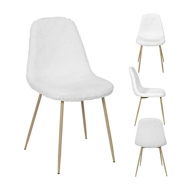 2 Chaises Aurea imitation fourrure Blanc - 46x57,5x57cm-6