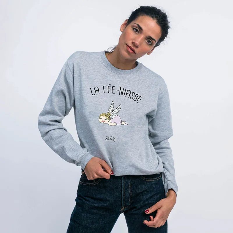 Sweat Femme Fee niasse - Gris chiné-0