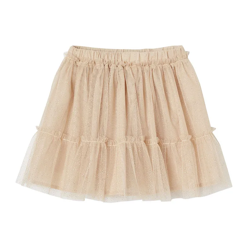 Jupon cérémonie en tulle pailleté fille - Beige Irisé-0