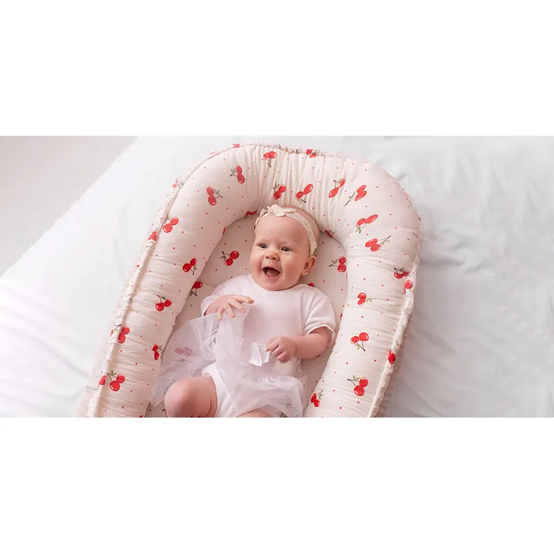 Cocon cale-bébé avec fermeture Cerises - 90x50cm-3