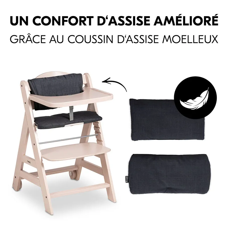 Chaise haute Beta+ avec harnais Whitewashed - 6m+-4