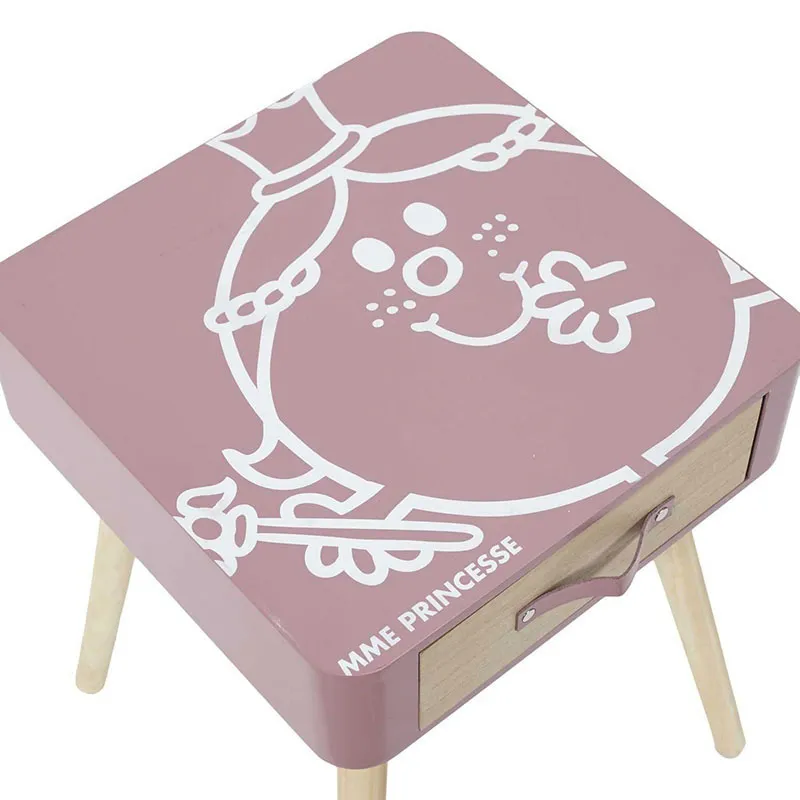 Table de chevet Madame Princesse Bois Rose - 35x35x48cm-4