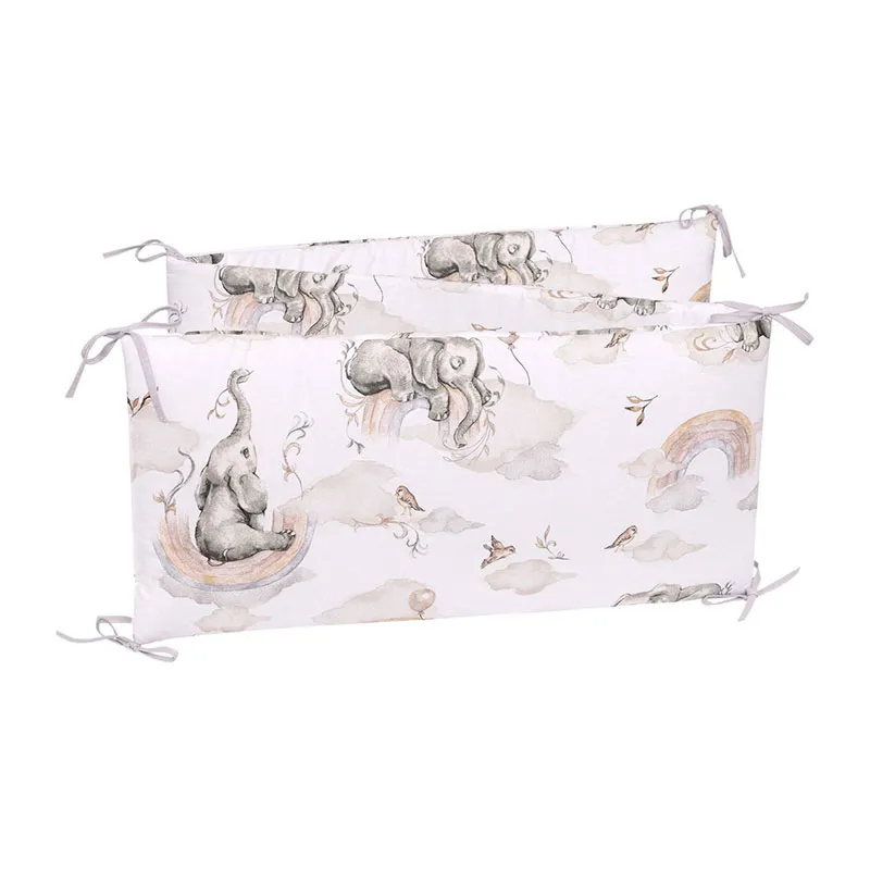 Tour de lit Coton Éléphant Beige/Blanc - 30x180cm-0