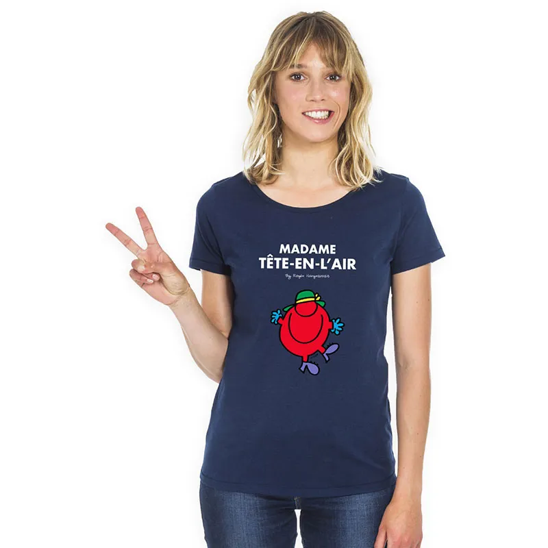 T-shirt Femme Madame tête en l'air BIO - Navy-0