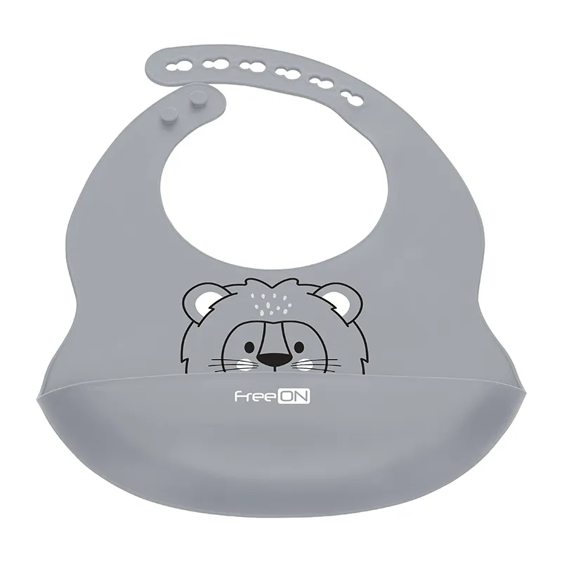Bavoir récupérateur en Silicone Lion Grey - 6m+-0