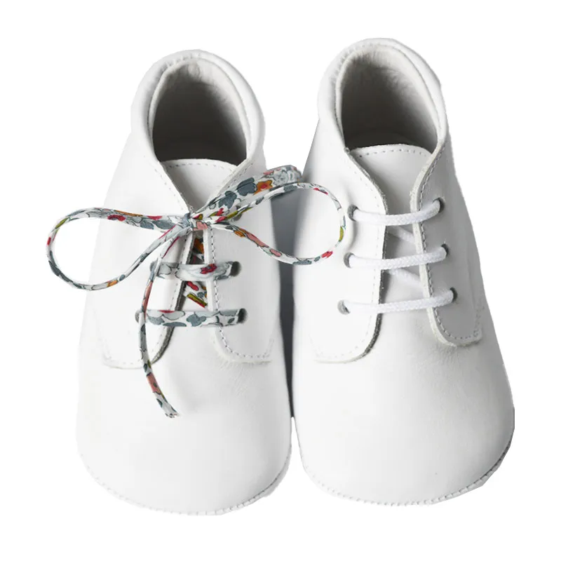 Chaussons bébé SOUPLES antidérapants Mini-Arthur - Cuir Blanc-0